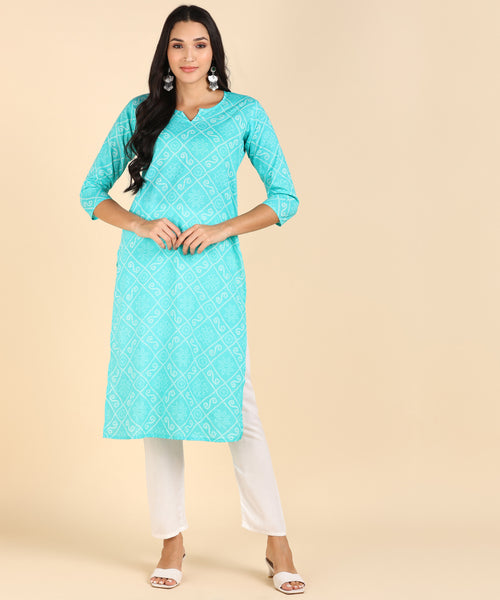 BLOCKS OF INDIA Cotton Hand Printed Long Kurti for Women