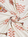 Hand Block Printed Cotton Super King Size Bedsheet(270x 270) (PALM TREE ORANGE)