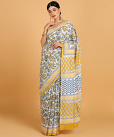 BLOCKS OF INDIA Hand Block Print Cotton Sarees For Women with Unstitched Blouse Piece Color 14