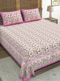 King Size Pure Cotton Hand Block Print Bedsheet (Block 4)