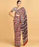 BLOCKS OF INDIA Hand Block Print Cotton Sarees For Women with Unstitched Blouse Piece Color 7