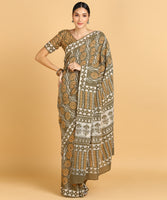 BLOCKS OF INDIA Hand Block Print Cotton Sarees For Women with Unstitched Blouse Piece Color 11