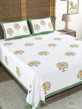 Hand Block Print Cotton King Size Bedsheet Green TOL
