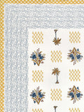 BLOCKS OF INDIA Hand Block Printed Cotton Super King Size Bedsheet(270x 270) (PALM TREE MUSTARD)