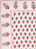 Cotton Medium/Queen Size Quilt Hand Block Print for Light Winters (70 x 100 Inches) (Pink Rose)