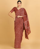 BLOCKS OF INDIA Hand Block Print Cotton Sarees For Women with Unstitched Blouse Piece Color 6