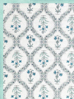 Cotton Single Size Quilt/ Rajai Hand Block Print for Light Winters (150x225 cm) (Turq Bel)