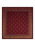 Hand Block Printed Cotton Super King Size Bedsheet(270x 270) (Batik maroon)