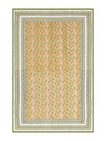 Cotton Single Size Quilt Hand Block Print for Light Winters (150x225 cm) (Green gad buti)