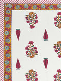 Hand Block Print Cotton King Size Bedsheet (Pink Rose)