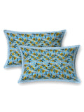 Hand Block Print Cotton King Size Bedsheet Blue Grey Buti TA