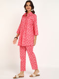 BLOCKS OF INDIA Co ords Set in Pure Cotton Pink Mushroom