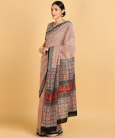 BLOCKS OF INDIA Hand Block Print Cotton Sarees For Women with Unstitched Blouse Piece Color 1