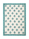 Cotton Medium/Queen Size Quilt Hand Block Print for Light Winters (70 x 100 Inches) (Turquoise Buta)