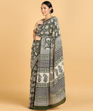 BLOCKS OF INDIA Hand Block Print Cotton Sarees For Women with Unstitched Blouse Piece Color 3