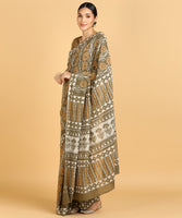BLOCKS OF INDIA Hand Block Print Cotton Sarees For Women with Unstitched Blouse Piece Color 11