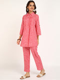 BLOCKS OF INDIA Co ords Set in Pure Cotton Pink Rectangle