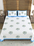 Hand Block Print Cotton King Size Bedsheet Blue TOL