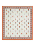 Hand Block Printed 100% Cotton Dohar King Size Reversible (Grey Orange Flower)