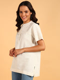 BLOCKS OF INDIA Cotton Solid Color Top for Women - Natural White