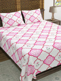 BLOCKS OF INDIA Hand Block Print Cotton King Size Bedsheet (Mughal PInk)