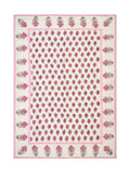 Cotton Medium/Queen Size Quilt Hand Block Print for Light Winters (70 x 100 Inches) (Pink Rose)