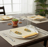 Hand Block Print Cotton Table Napkin (Yellow Buta)