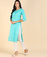 BLOCKS OF INDIA Cotton Hand Printed Long Kurti for Women