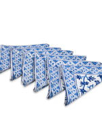 BLOCKS OF INDIA Hand Block Print Cotton Table Napkin (Blue jaal)