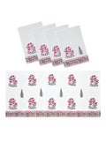 BLOCKS OF INDIA Cotton Hand Block Printed Soft Waffle Fabric Towel Set : 1 Bath Towel and 4 Hand Towel (Color 31)