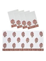 BLOCKS OF INDIA Cotton Hand Block Printed Soft Waffle Fabric Towel Set : 1 Bath Towel and 4 Hand Towel (Color 32)