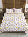 BLOCKS OF INDIA Sanganeri Print Cotton Viscose Economy King Size Bedsheet (225 X 270 CM) SAPPHIRE PATTERN 36