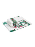 BLOCKS OF INDIA Cotton Hand Block Printed Soft Waffle Fabric Towel Set : 1 Bath Towel and 4 Hand Towel (Color 37)