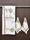 BLOCKS OF INDIA Cotton Hand Block Printed Soft Waffle Fabric Towel Set : 1 Bath Towel and 4 Hand Towel (Color 38)