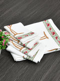 BLOCKS OF INDIA Cotton Hand Block Printed Soft Waffle Fabric Towel Set : 1 Bath Towel and 4 Hand Towel (Color 38)