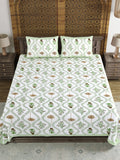 BLOCKS OF INDIA Sanganeri Print Cotton Viscose Economy King Size Bedsheet (225 X 270 CM) SAPPHIRE PATTERN 39