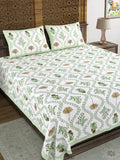 BLOCKS OF INDIA Sanganeri Print Cotton Viscose Economy King Size Bedsheet (225 X 270 CM) SAPPHIRE PATTERN 39