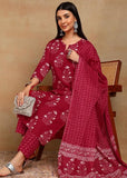 Cotton Hand Block Printed Kurta Pant Set with Dupatta, Traditional Indian Style (Pink)