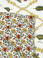 BLOCKS OF INDIA Hand Block Printed Cotton King Size Quilt (Green Patti)