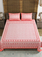BLOCKS OF INDIA Hand Block Printed 250 TC Cotton Super King Size Bedsheet(245 X 270 CM) (Color 3)