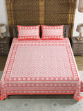 BLOCKS OF INDIA Hand Block Printed 250 TC Cotton Super King Size Bedsheet(245 X 270 CM) (Color 3)