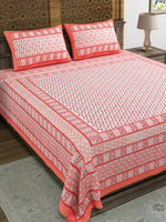 BLOCKS OF INDIA Hand Block Printed 250 TC Cotton Super King Size Bedsheet(245 X 270 CM) (Color 3)