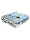 BLOCKS OF INDIA Hand Block Printed Cotton King Size Quilt (Grey Rose)