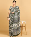 BLOCKS OF INDIA Hand Block Print Cotton Sarees For Women with Unstitched Blouse Piece Color 3