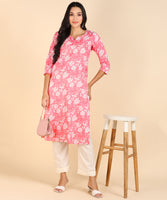 BLOCKS OF INDIA Cotton Hand Printed Long Kurti for Women