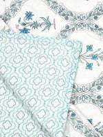 Cotton Single Size Quilt/ Rajai Hand Block Print for Light Winters (150x225 cm) (Turq Bel)