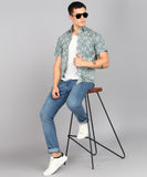 BLOCKS OF INDIA Cotton Hand Block Print Half Sleeves Summer Shirt for Men Grey Blocks