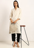 BLOCKS OF INDIA Cotton Hand Solid Long Kurti for Women Solid White