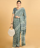 BLOCKS OF INDIA Hand Block Print Cotton Sarees For Women with Unstitched Blouse Piece Color 10