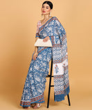 BLOCKS OF INDIA Hand Block Print Cotton Sarees For Women with Unstitched Blouse Piece Color 17